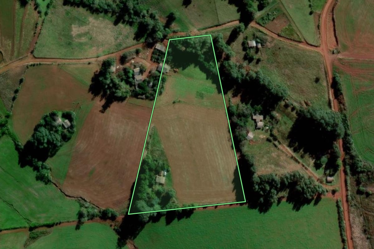 Imagem de satélite do imóvel rural em Tupanciretã (RS), com o contorno declarado no CAR desenhado por cima.