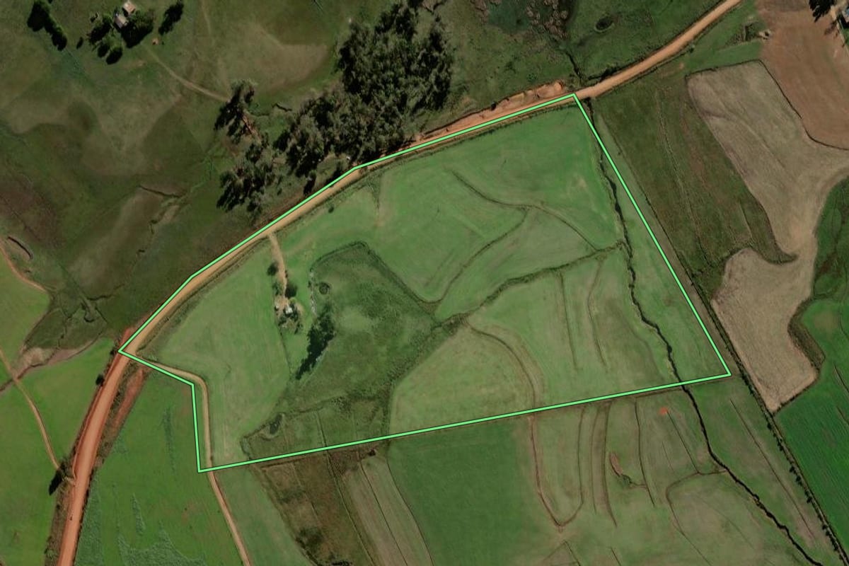 Imagem de satélite do imóvel rural em Tupanciretã (RS), com o contorno declarado no CAR desenhado por cima.