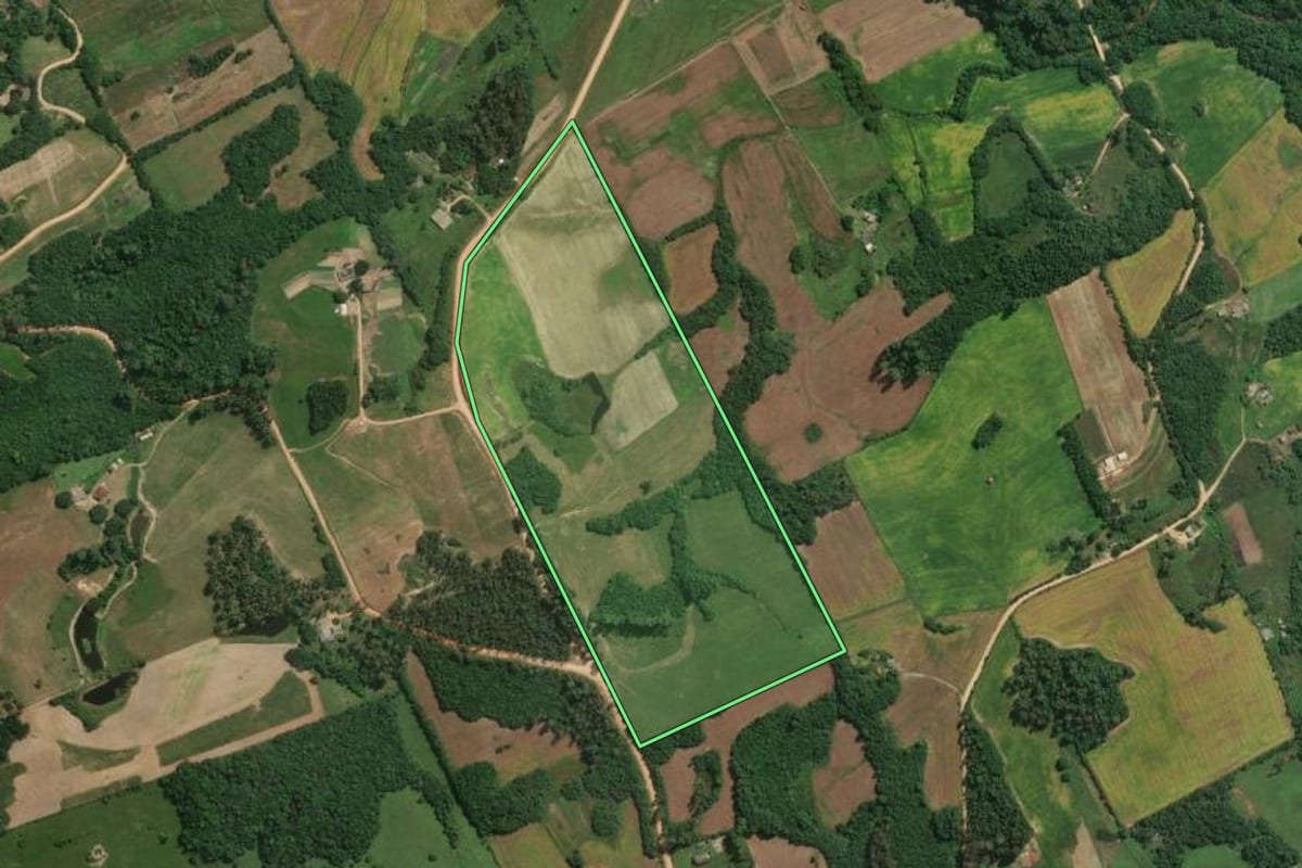 Imagem de satélite do imóvel rural em Turuçu (RS), com o contorno declarado no CAR desenhado por cima.