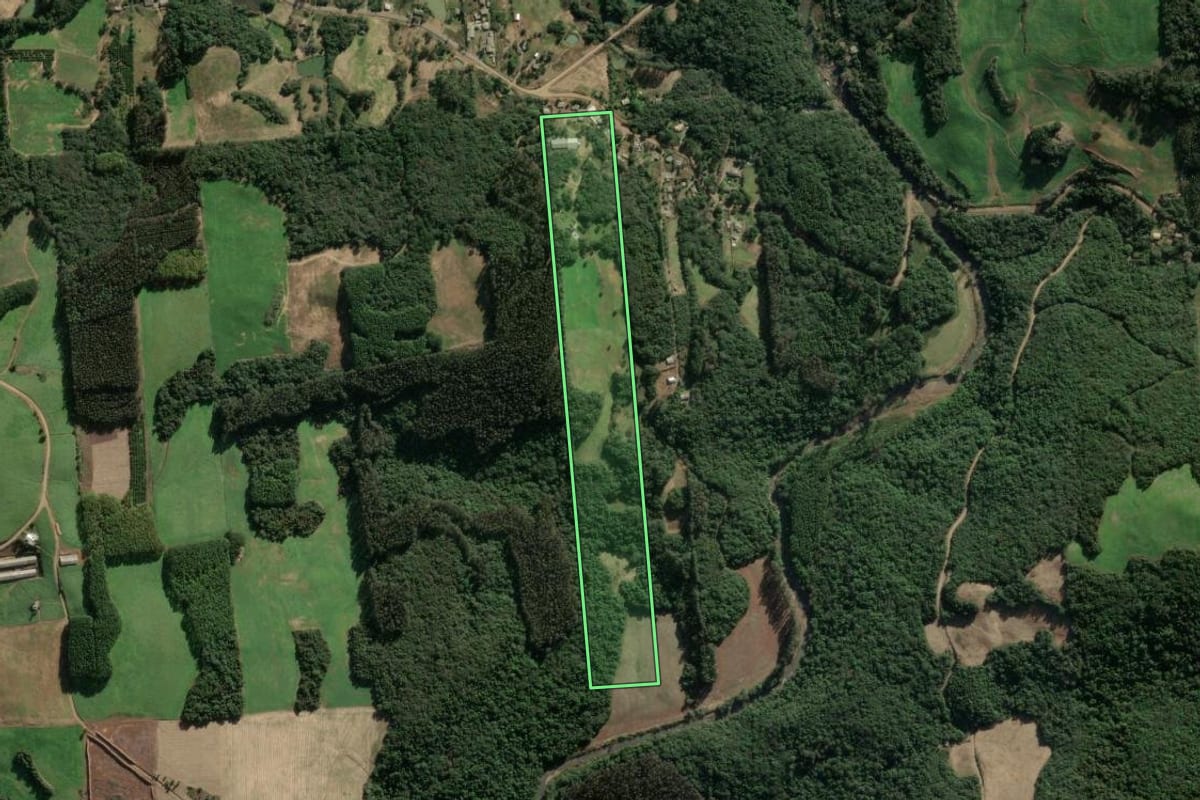 Imagem de satélite do imóvel rural em União da Serra (RS), com o contorno declarado no CAR desenhado por cima.