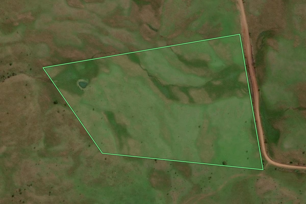 Imagem de satélite do imóvel rural em Unistalda (RS), com o contorno declarado no CAR desenhado por cima.