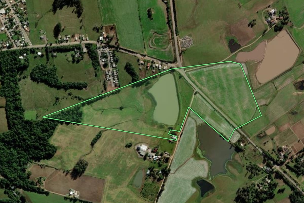 Imagem de satélite do imóvel rural em Vale Verde (RS), com o contorno declarado no CAR desenhado por cima.