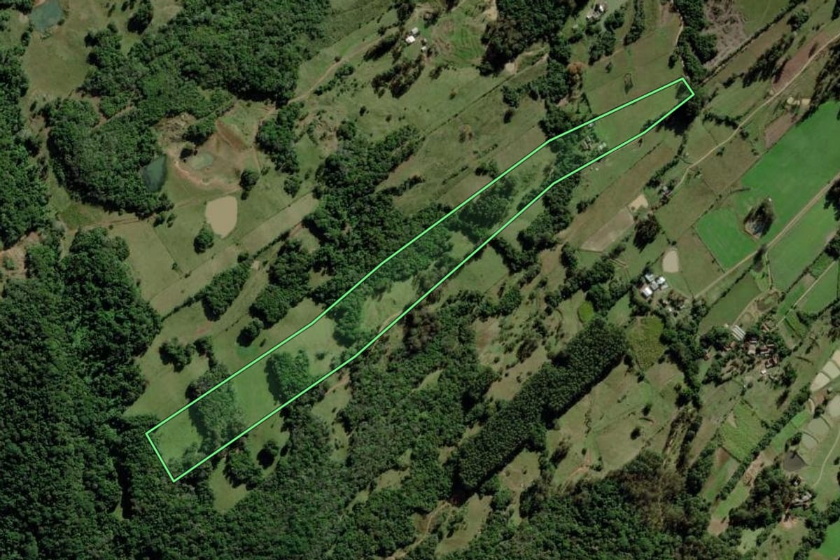 Imagem de satélite do imóvel rural em Vale Verde (RS), com o contorno declarado no CAR desenhado por cima.