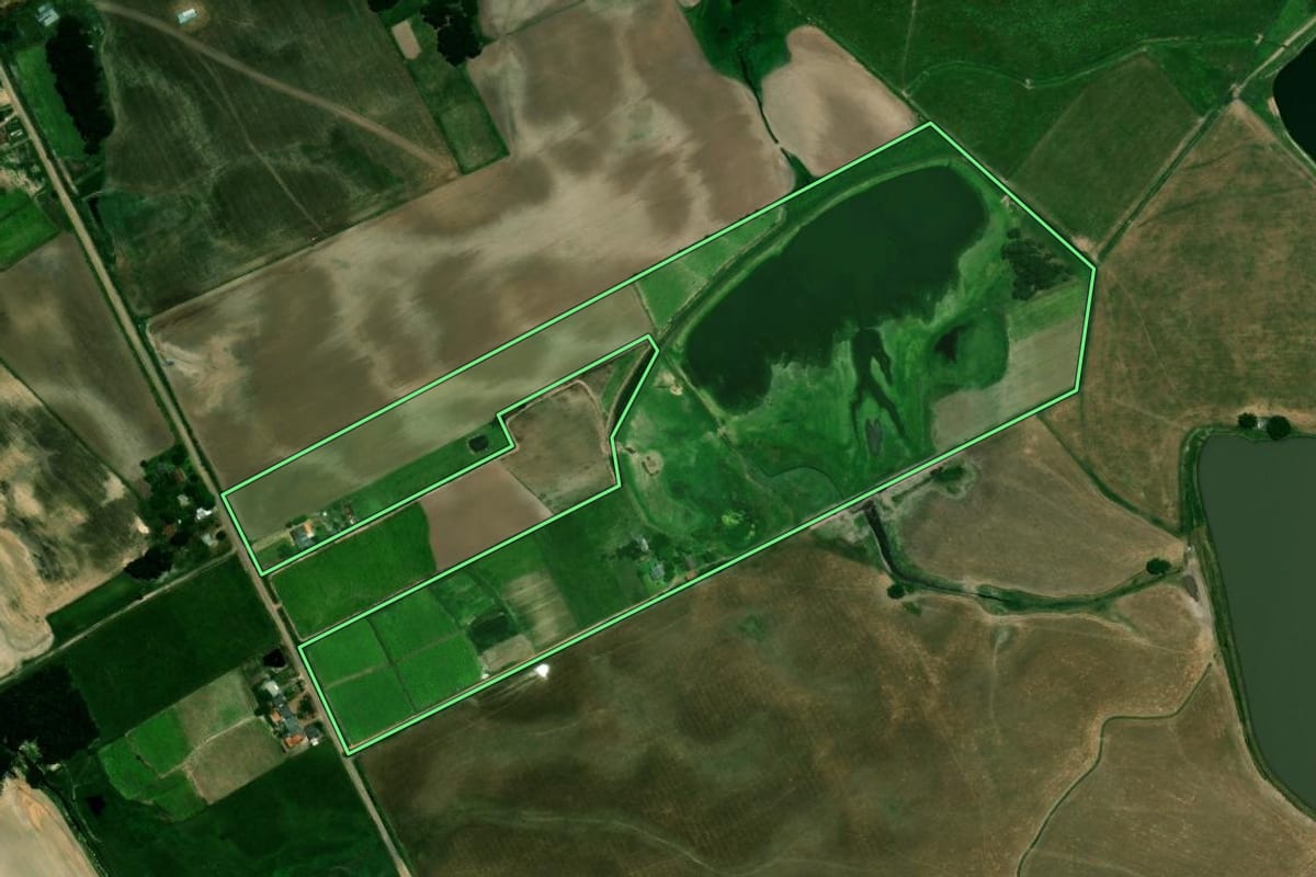 Imagem de satélite do imóvel rural em Vale Verde (RS), com o contorno declarado no CAR desenhado por cima.