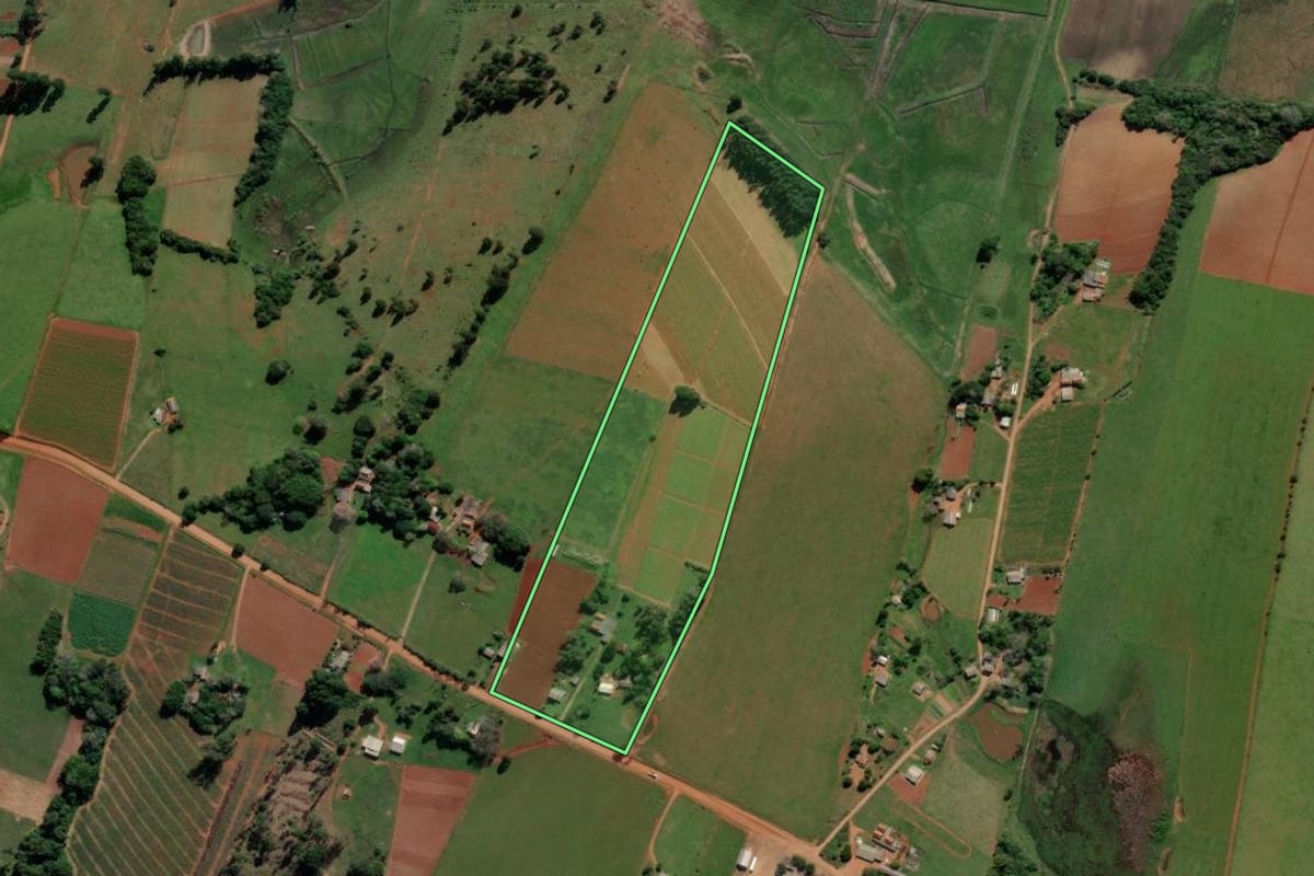Imagem de satélite do imóvel rural em Vale Verde (RS), com o contorno declarado no CAR desenhado por cima.