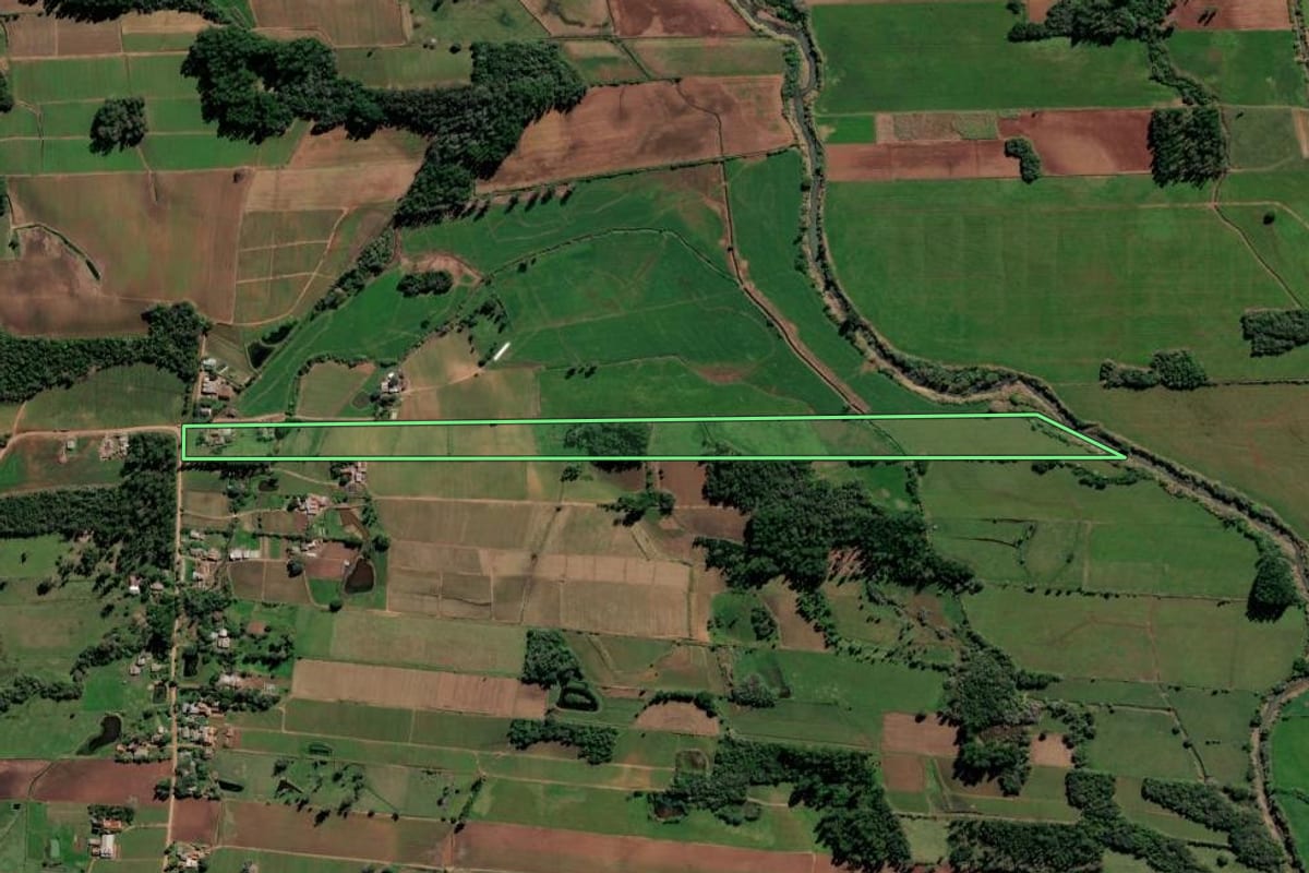 Imagem de satélite do imóvel rural em Vale do Sol (RS), com o contorno declarado no CAR desenhado por cima.