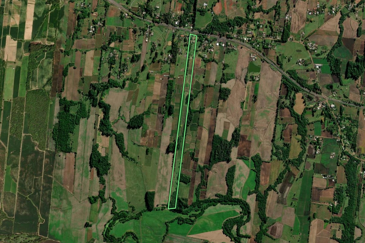 Imagem de satélite do imóvel rural em Vale do Sol (RS), com o contorno declarado no CAR desenhado por cima.
