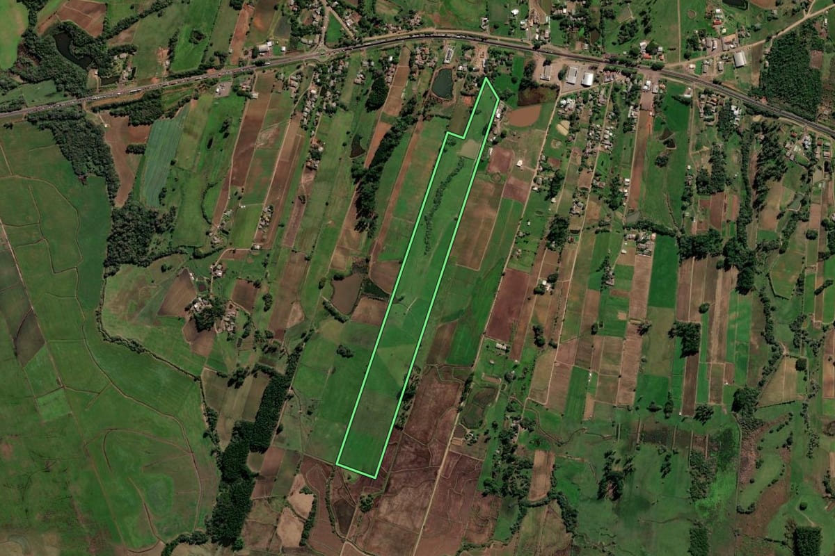 Imagem de satélite do imóvel rural em Vale do Sol (RS), com o contorno declarado no CAR desenhado por cima.