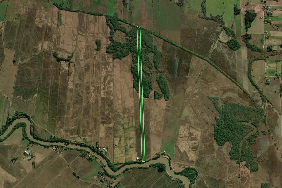 Imagem de satélite do imóvel rural em Vale do Sol (RS), com o contorno declarado no CAR desenhado por cima.