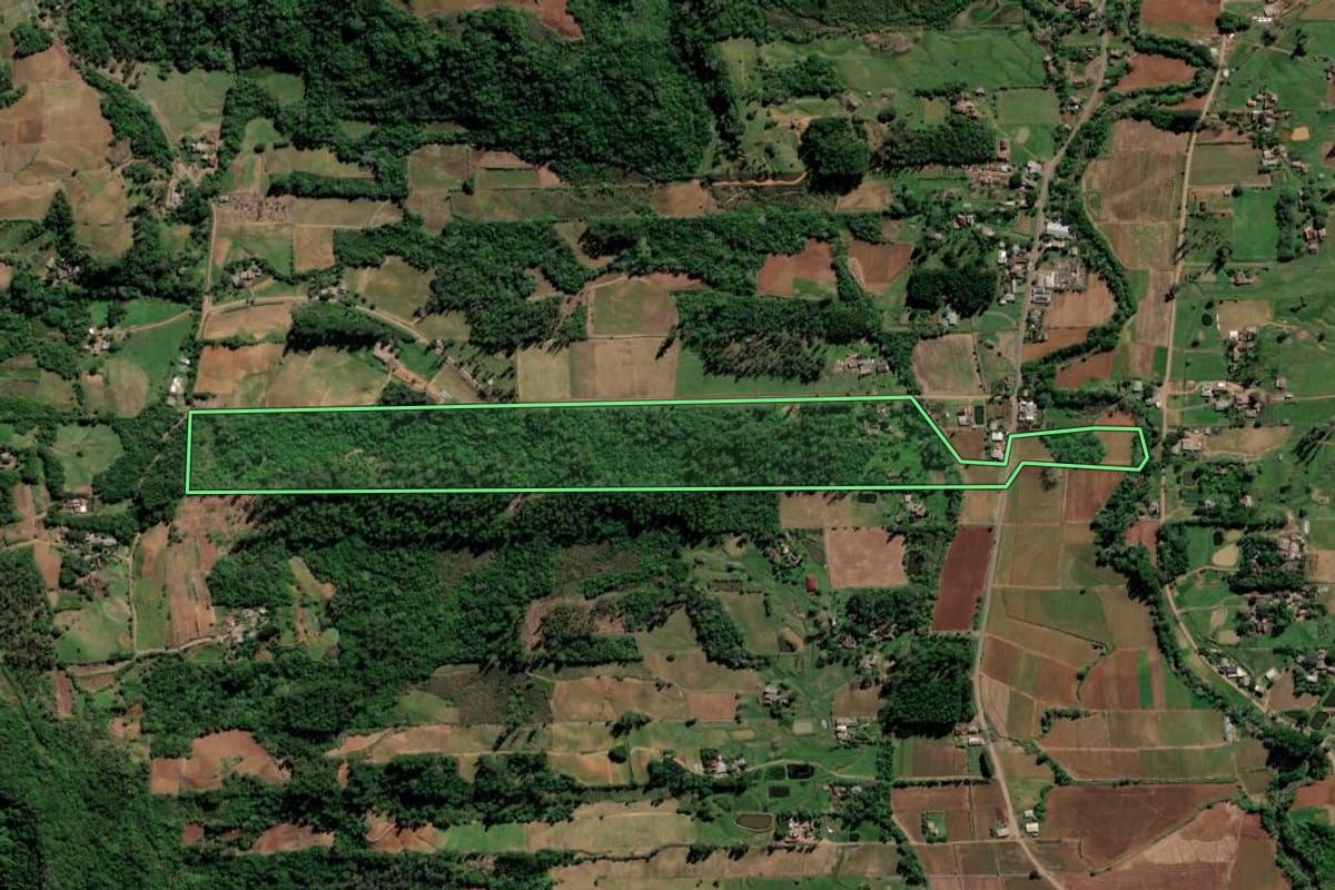 Imagem de satélite do imóvel rural em Vale do Sol (RS), com o contorno declarado no CAR desenhado por cima.