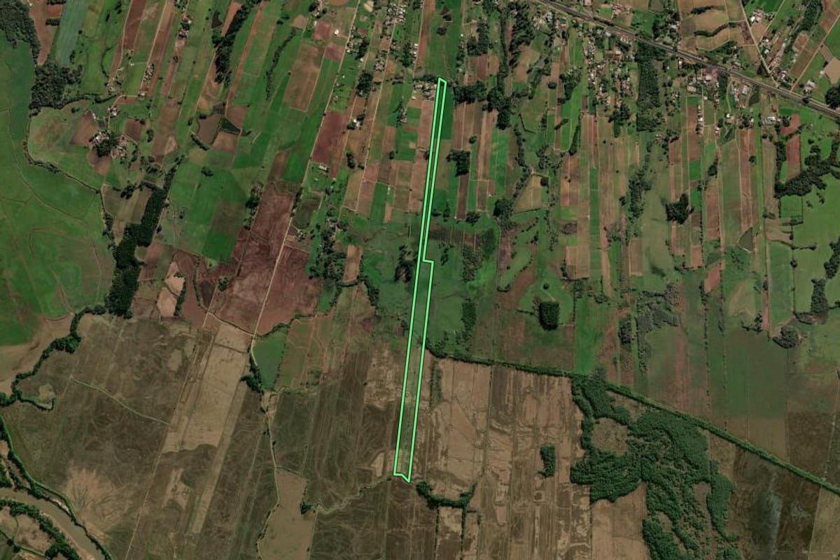 Imagem de satélite do imóvel rural em Vale do Sol (RS), com o contorno declarado no CAR desenhado por cima.