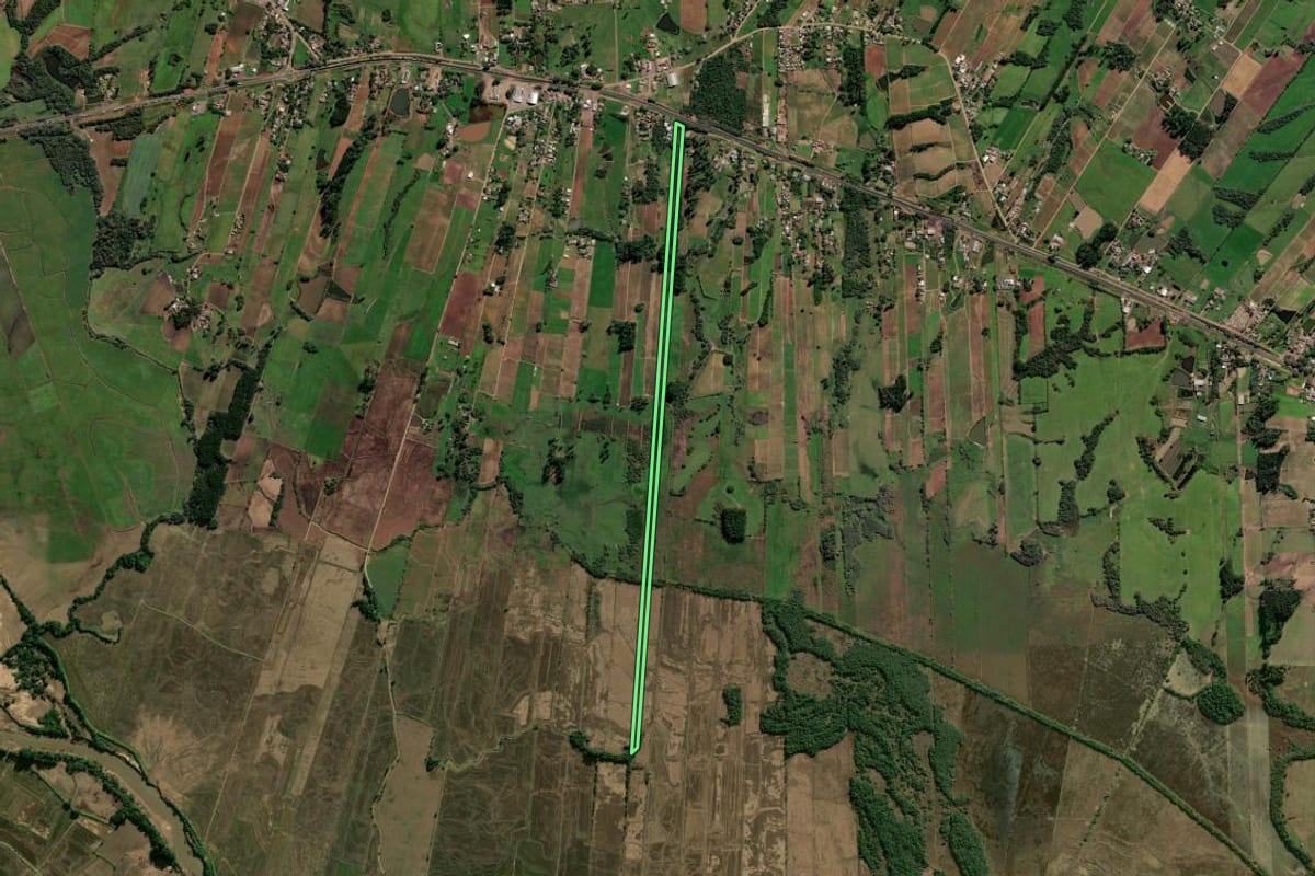 Imagem de satélite do imóvel rural em Vale do Sol (RS), com o contorno declarado no CAR desenhado por cima.