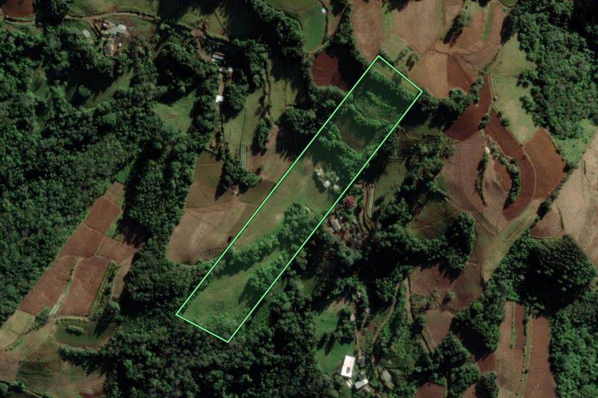 Imagem de satélite do imóvel rural em Vale do Sol (RS), com o contorno declarado no CAR desenhado por cima.