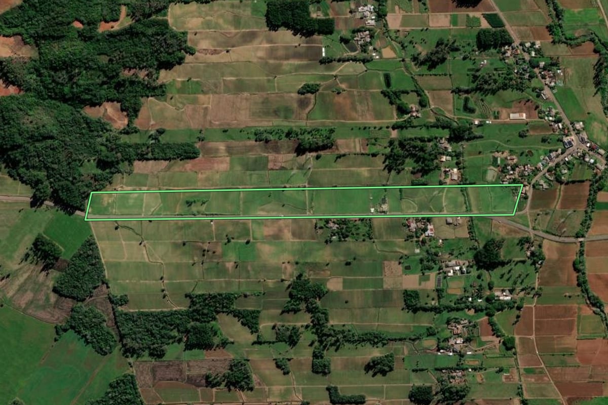 Imagem de satélite do imóvel rural em Vale do Sol (RS), com o contorno declarado no CAR desenhado por cima.