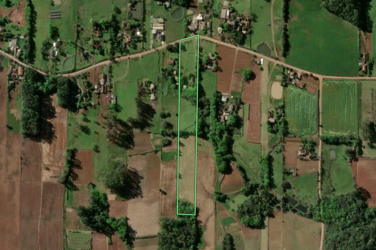 Imagem de satélite do imóvel rural em Venâncio Aires (RS), com o contorno declarado no CAR desenhado por cima.