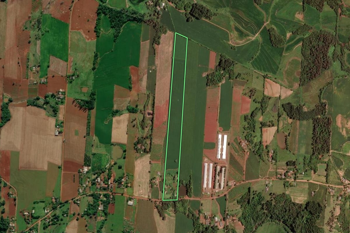 Imagem de satélite do imóvel rural em Venâncio Aires (RS), com o contorno declarado no CAR desenhado por cima.