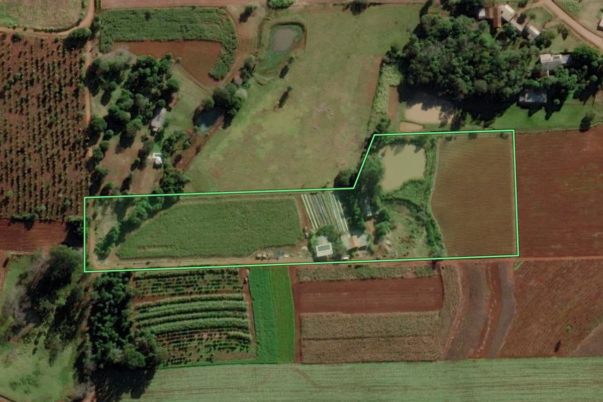 Imagem de satélite do imóvel rural em Venâncio Aires (RS), com o contorno declarado no CAR desenhado por cima.