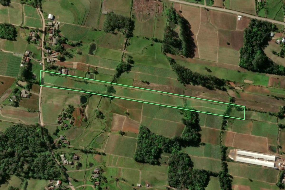 Imagem de satélite do imóvel rural em Venâncio Aires (RS), com o contorno declarado no CAR desenhado por cima.