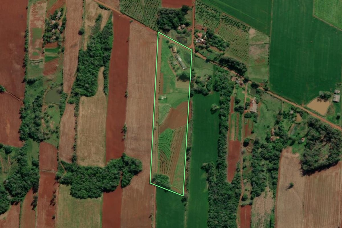 Imagem de satélite do imóvel rural em Venâncio Aires (RS), com o contorno declarado no CAR desenhado por cima.