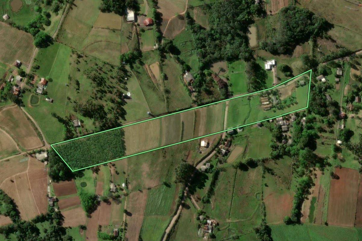 Imagem de satélite do imóvel rural em Venâncio Aires (RS), com o contorno declarado no CAR desenhado por cima.