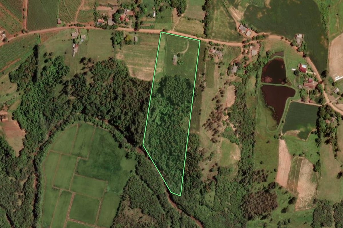 Imagem de satélite do imóvel rural em Venâncio Aires (RS), com o contorno declarado no CAR desenhado por cima.