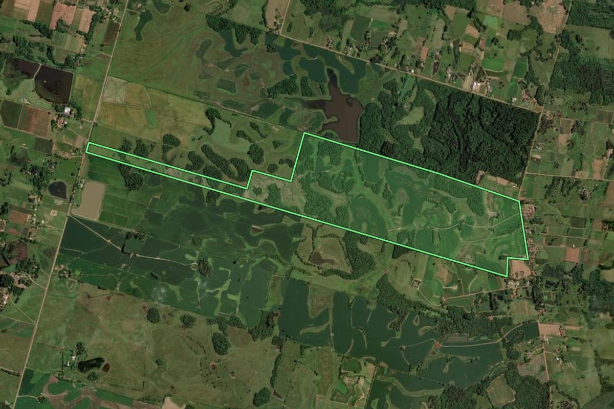 Imagem de satélite do imóvel rural em Venâncio Aires (RS), com o contorno declarado no CAR desenhado por cima.