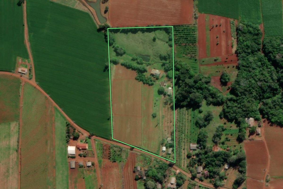 Imagem de satélite do imóvel rural em Venâncio Aires (RS), com o contorno declarado no CAR desenhado por cima.