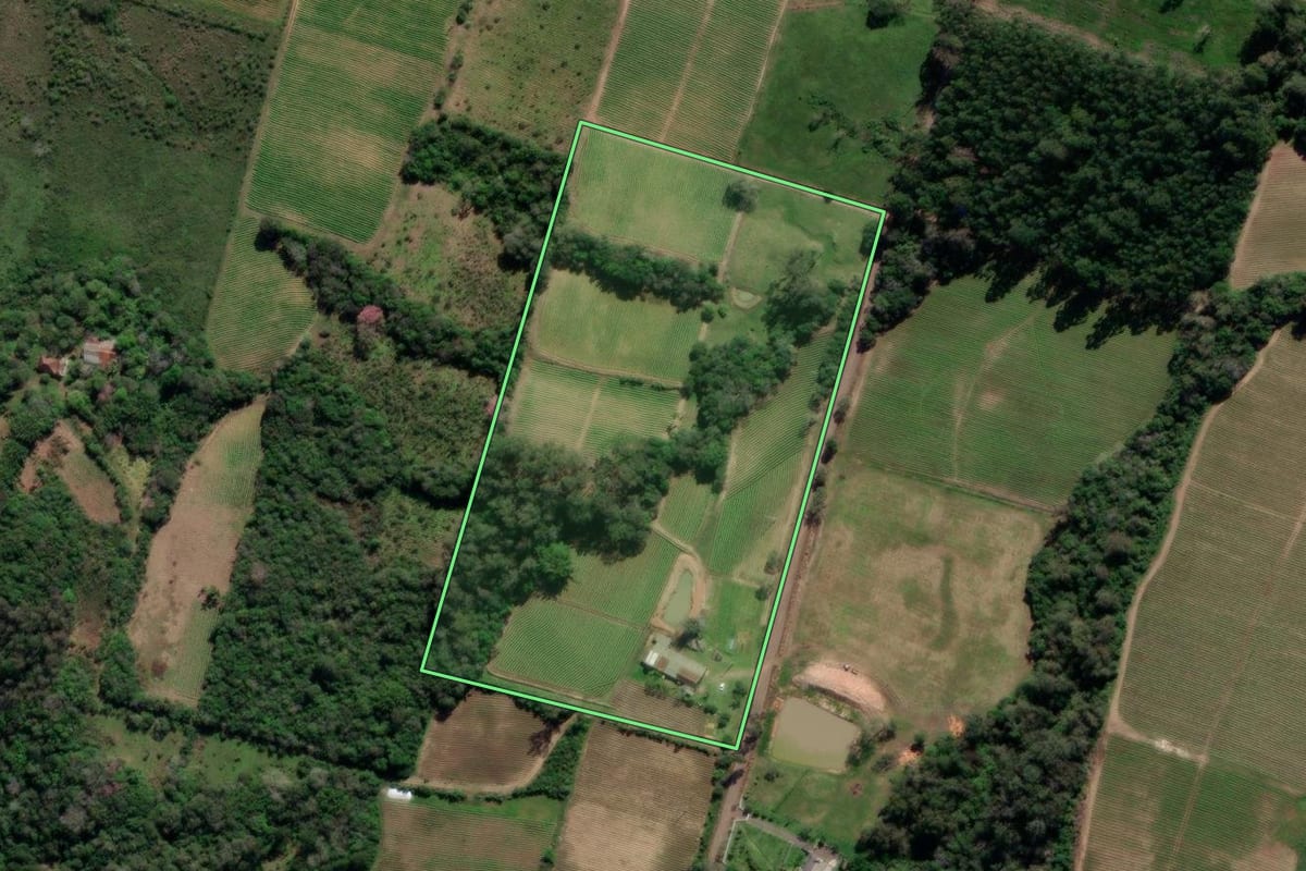 Imagem de satélite do imóvel rural em Venâncio Aires (RS), com o contorno declarado no CAR desenhado por cima.