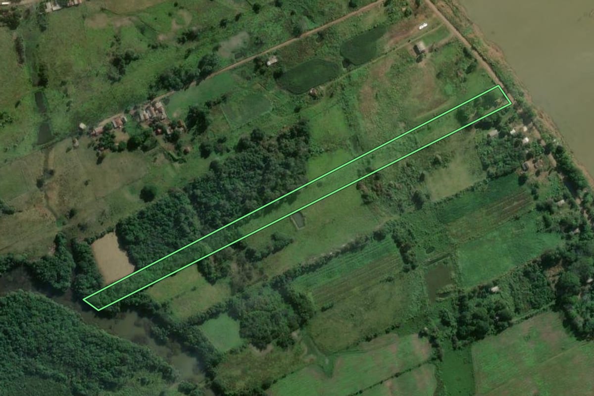 Imagem de satélite do imóvel rural em Venâncio Aires (RS), com o contorno declarado no CAR desenhado por cima.