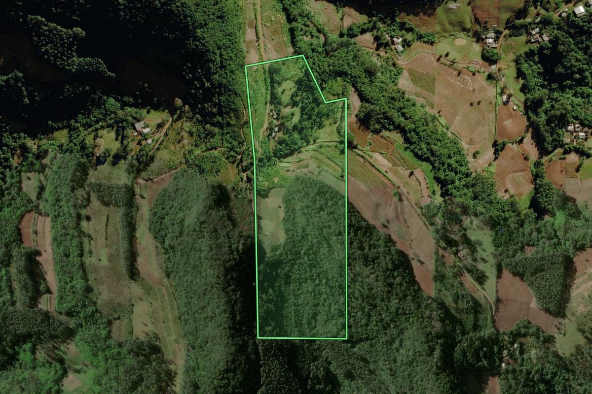 Imagem de satélite do imóvel rural em Venâncio Aires (RS), com o contorno declarado no CAR desenhado por cima.