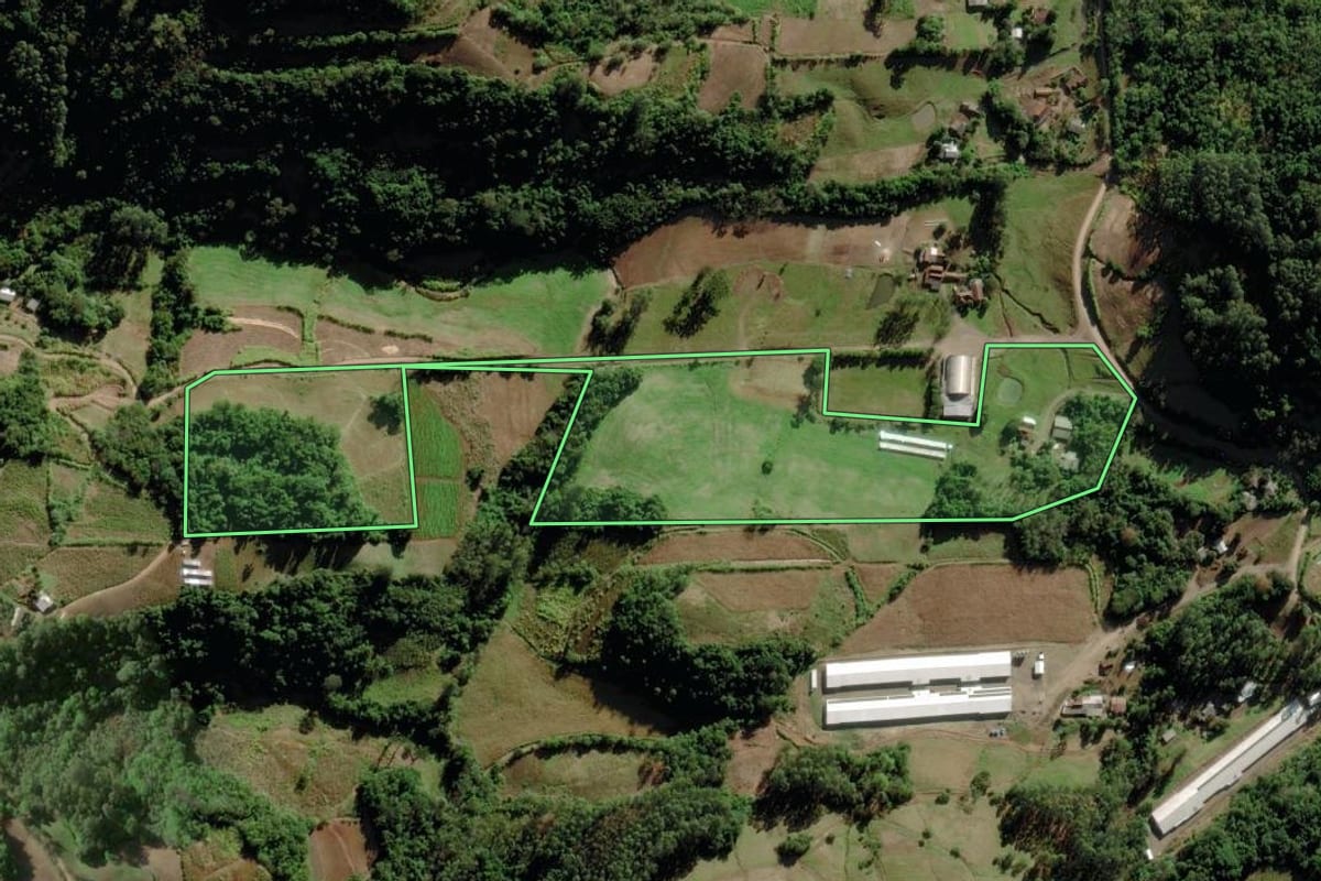 Imagem de satélite do imóvel rural em Venâncio Aires (RS), com o contorno declarado no CAR desenhado por cima.