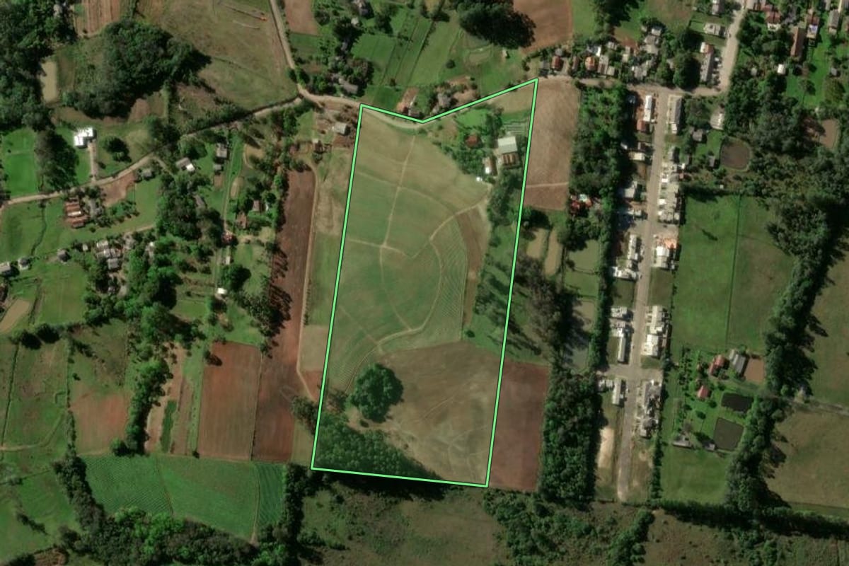 Imagem de satélite do imóvel rural em Venâncio Aires (RS), com o contorno declarado no CAR desenhado por cima.