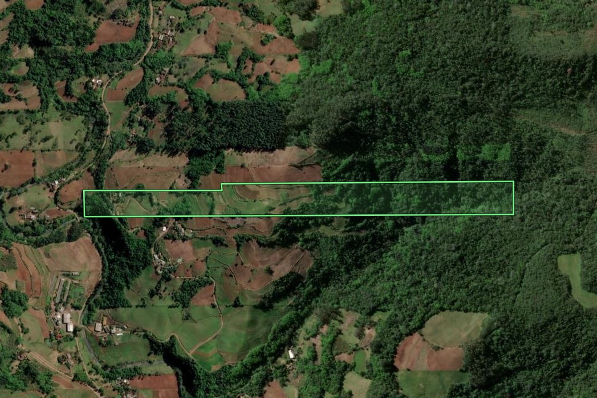 Imagem de satélite do imóvel rural em Venâncio Aires (RS), com o contorno declarado no CAR desenhado por cima.