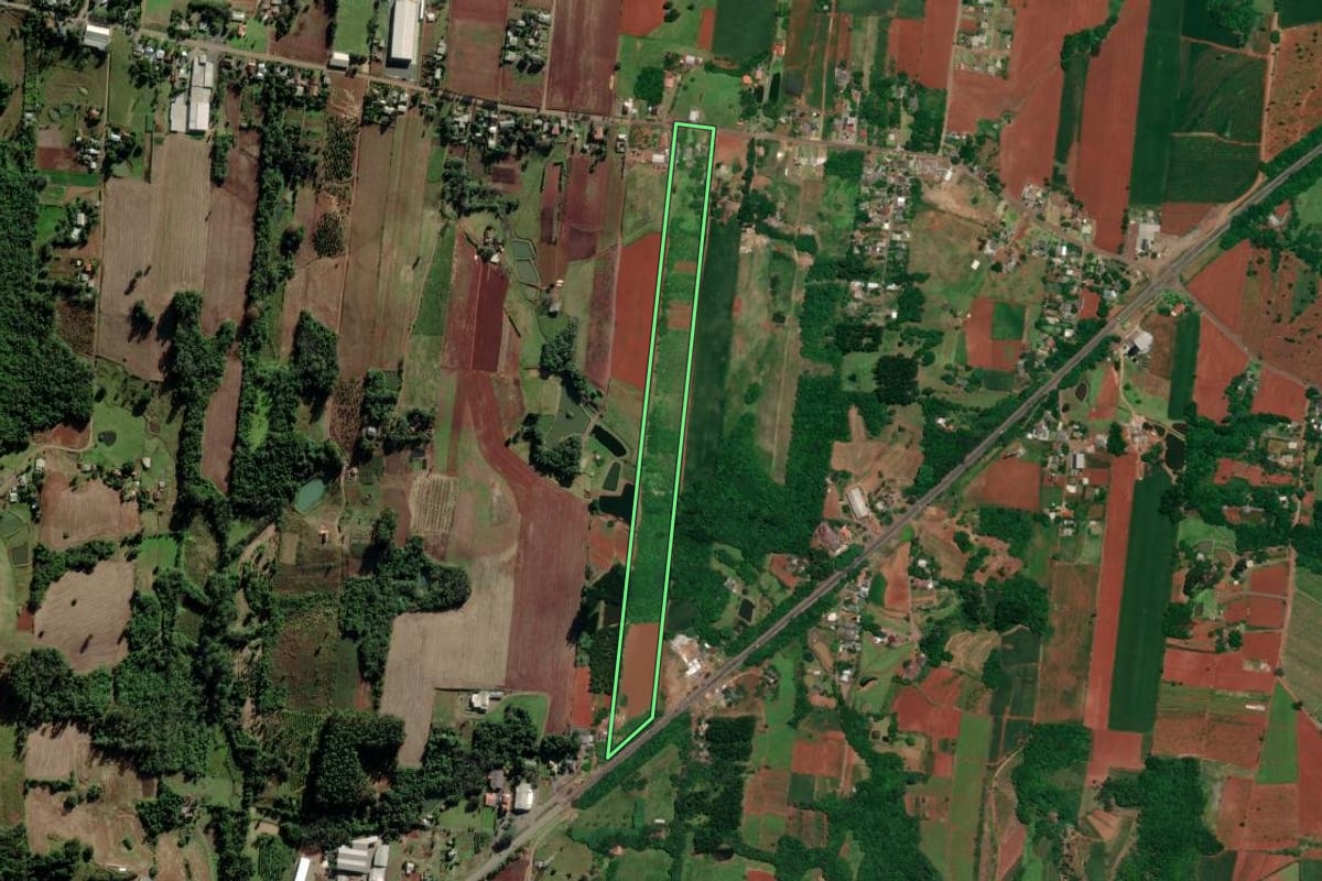 Imagem de satélite do imóvel rural em Venâncio Aires (RS), com o contorno declarado no CAR desenhado por cima.