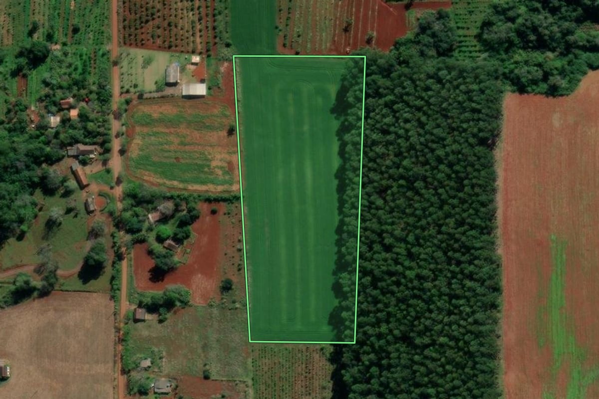 Imagem de satélite do imóvel rural em Venâncio Aires (RS), com o contorno declarado no CAR desenhado por cima.