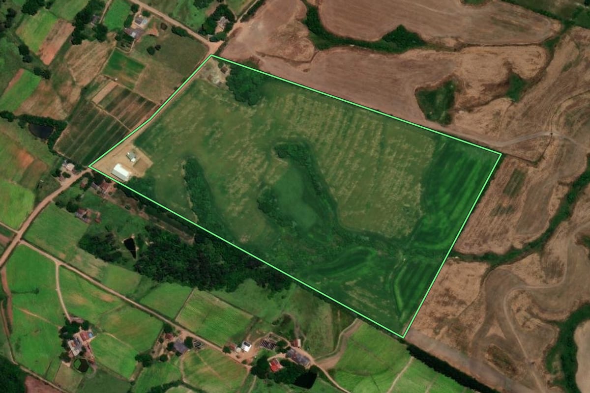 Imagem de satélite do imóvel rural em Venâncio Aires (RS), com o contorno declarado no CAR desenhado por cima.