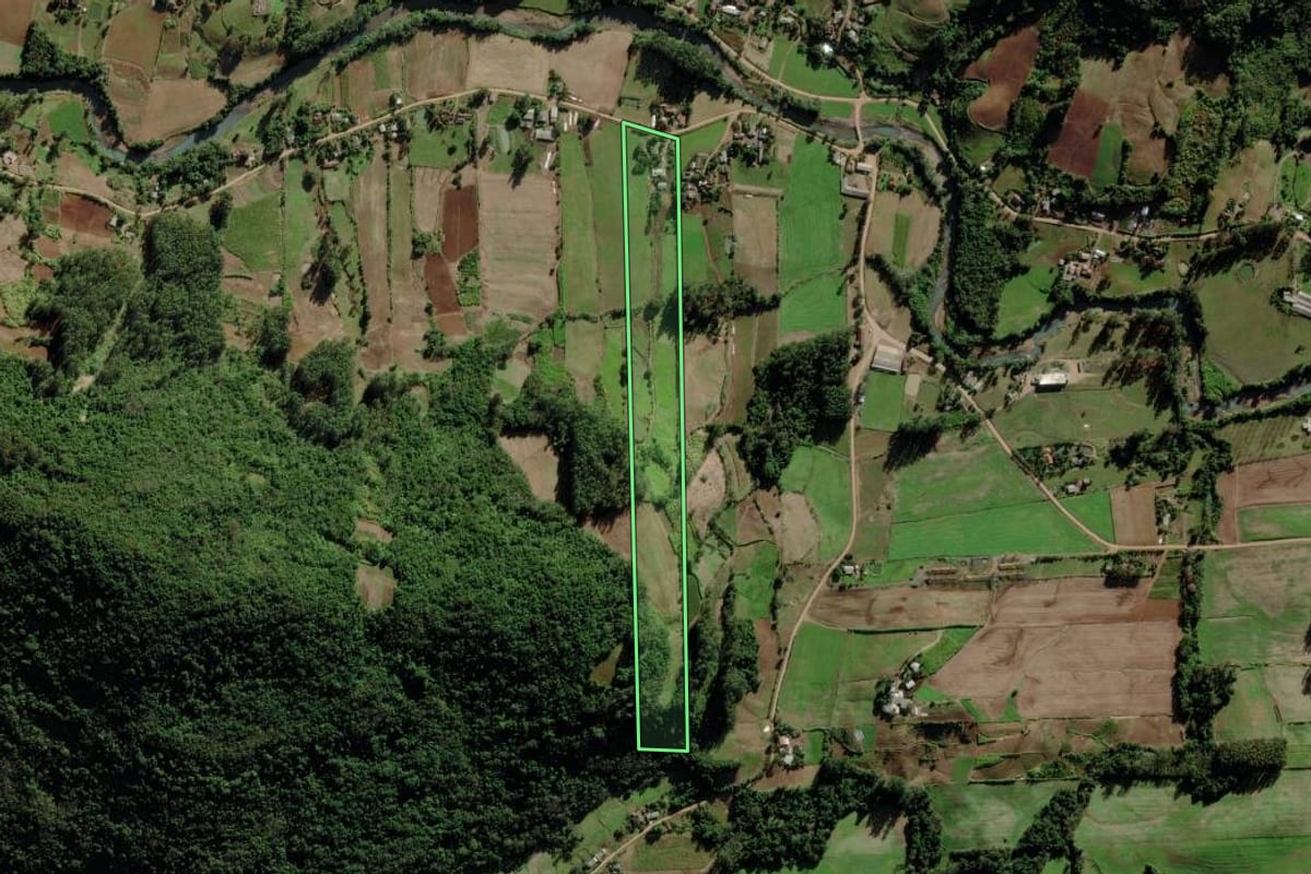 Imagem de satélite do imóvel rural em Venâncio Aires (RS), com o contorno declarado no CAR desenhado por cima.