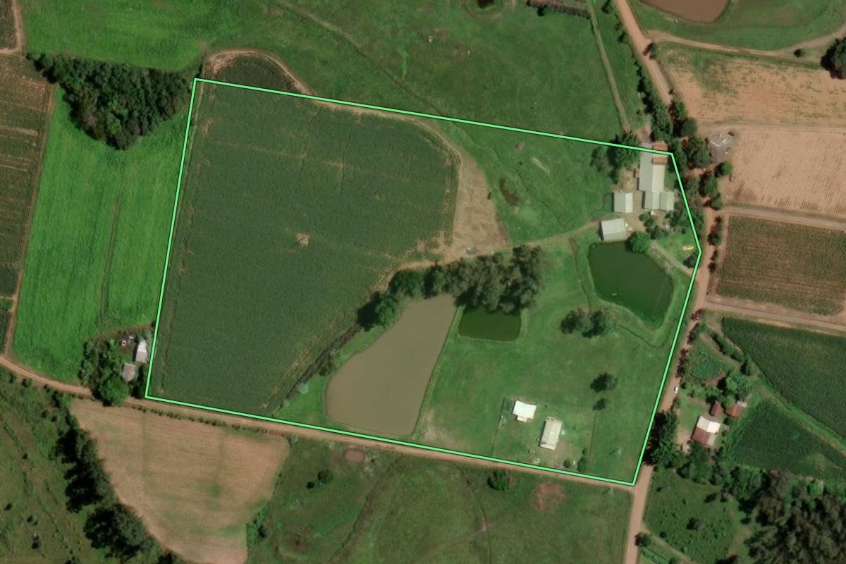 Imagem de satélite do imóvel rural em Venâncio Aires (RS), com o contorno declarado no CAR desenhado por cima.