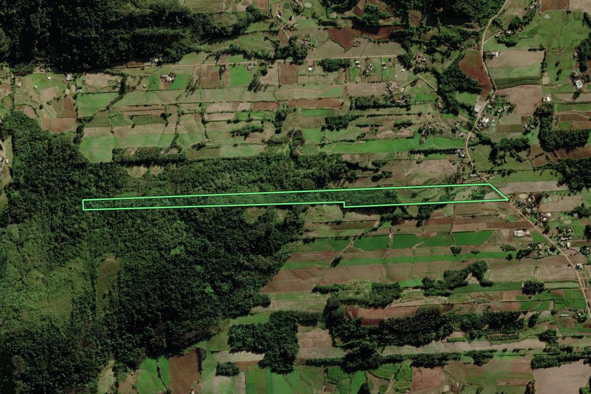 Imagem de satélite do imóvel rural em Venâncio Aires (RS), com o contorno declarado no CAR desenhado por cima.