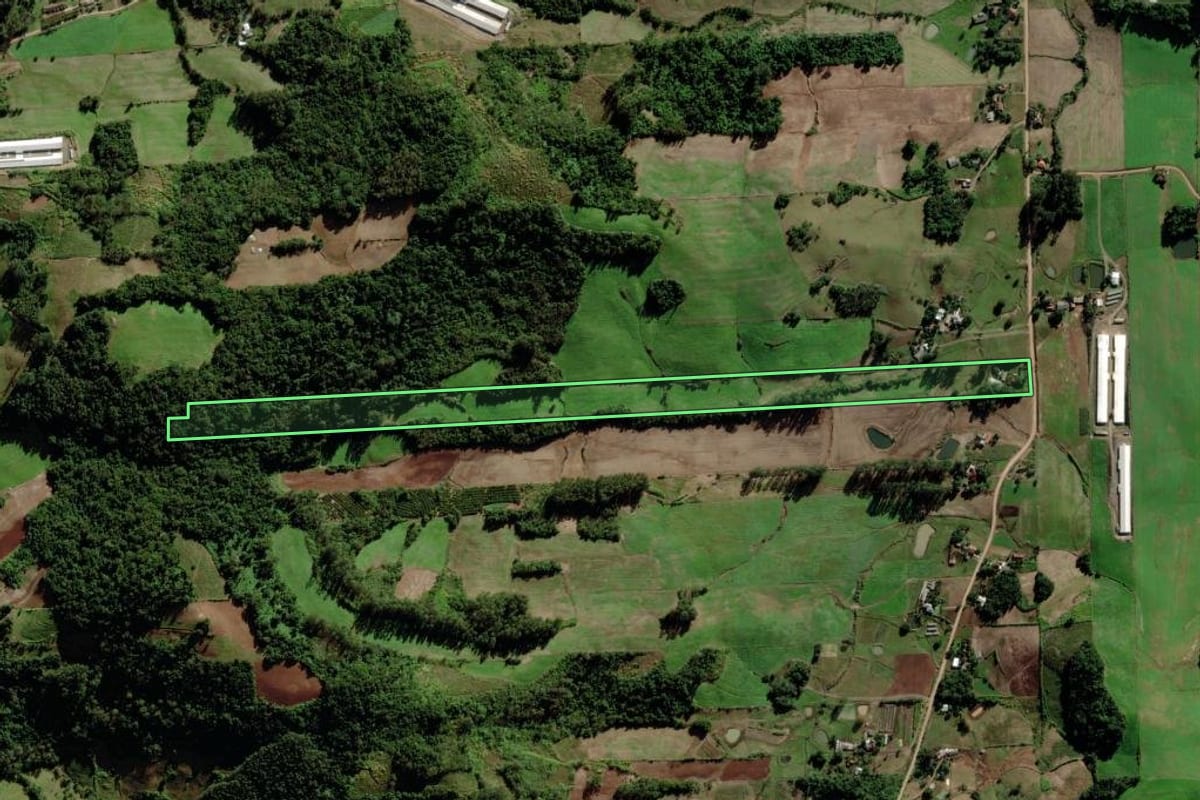 Imagem de satélite do imóvel rural em Venâncio Aires (RS), com o contorno declarado no CAR desenhado por cima.