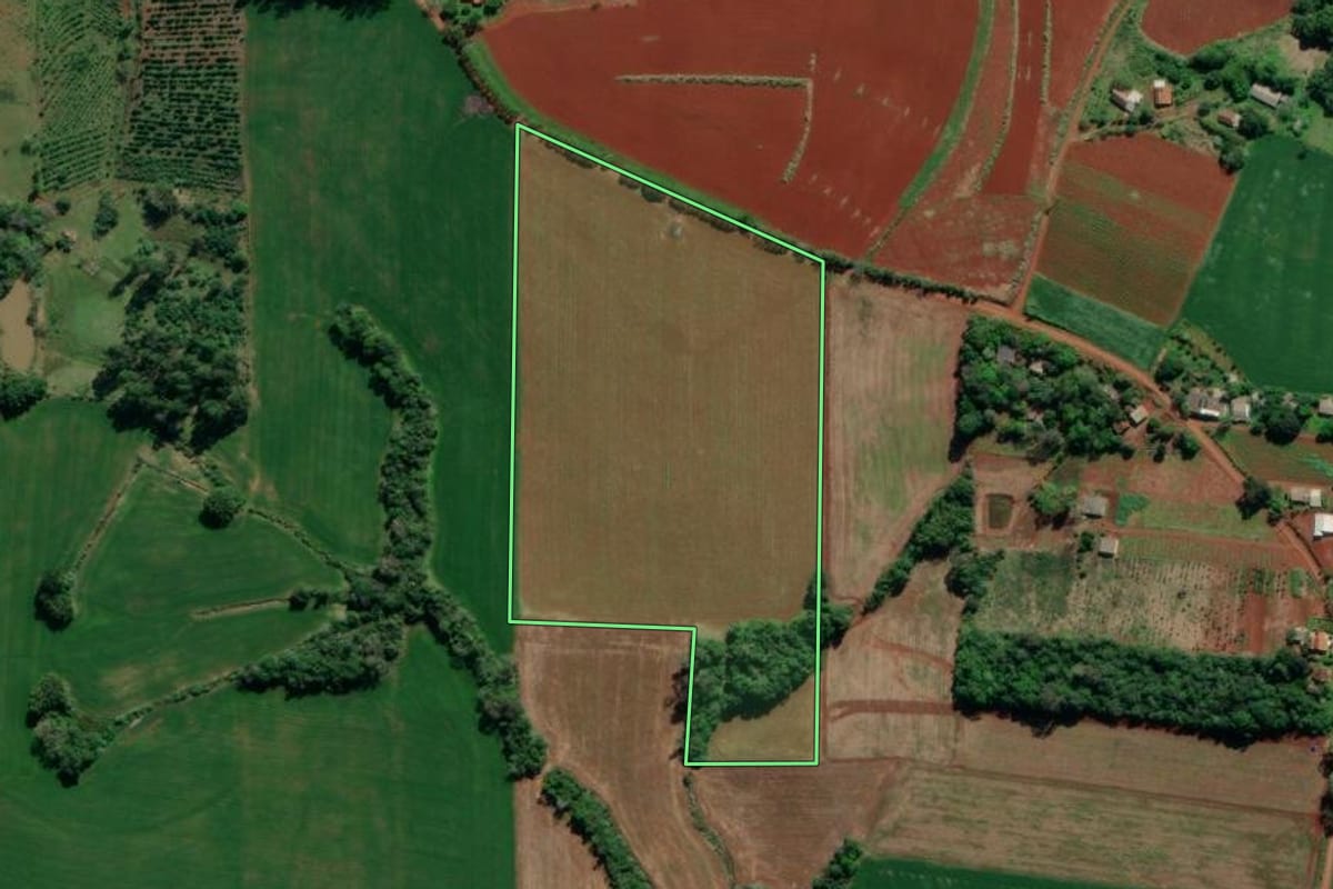 Imagem de satélite do imóvel rural em Venâncio Aires (RS), com o contorno declarado no CAR desenhado por cima.