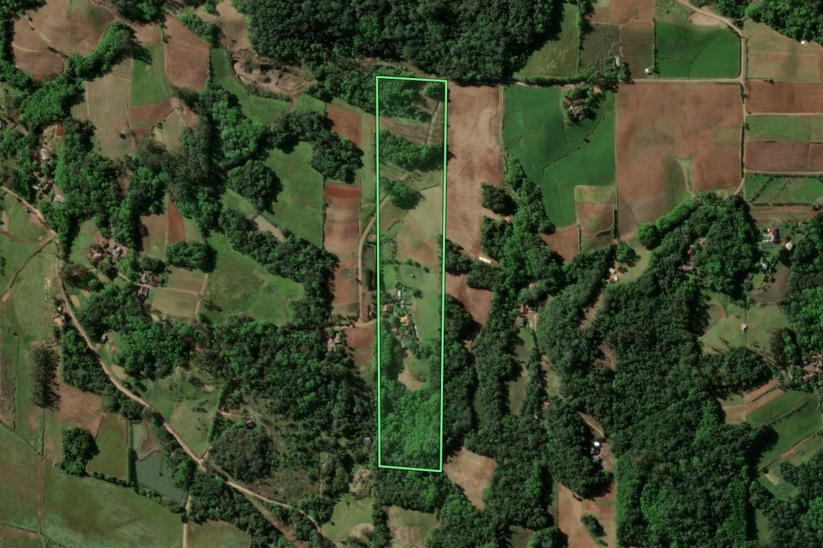 Imagem de satélite do imóvel rural em Venâncio Aires (RS), com o contorno declarado no CAR desenhado por cima.
