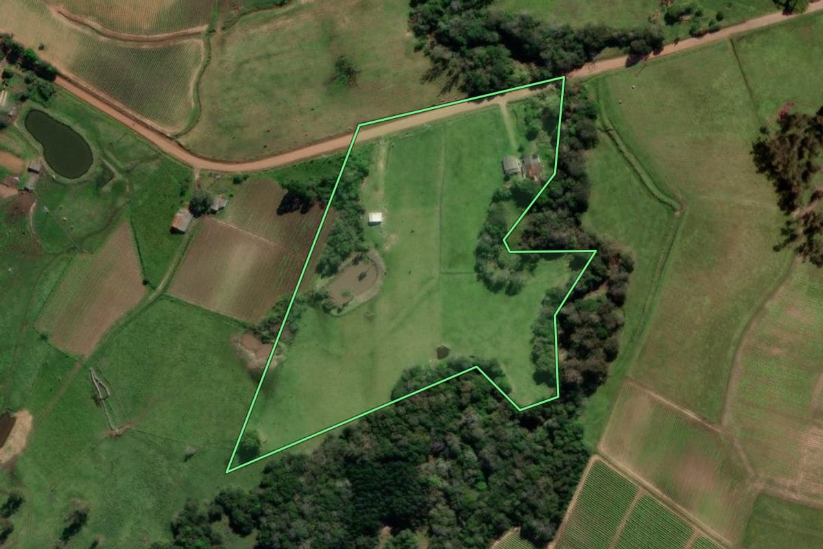 Imagem de satélite do imóvel rural em Venâncio Aires (RS), com o contorno declarado no CAR desenhado por cima.