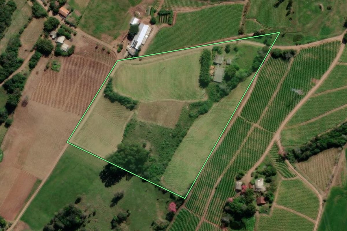 Imagem de satélite do imóvel rural em Venâncio Aires (RS), com o contorno declarado no CAR desenhado por cima.