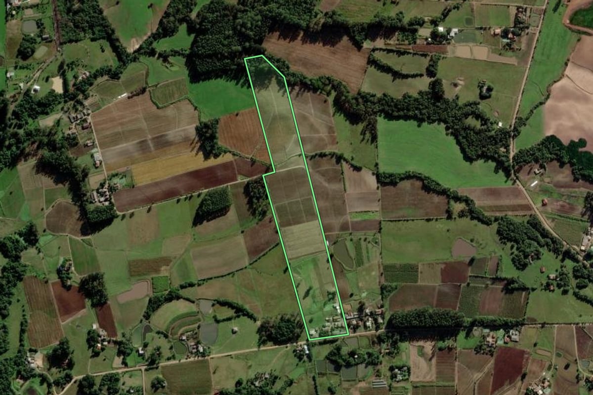 Imagem de satélite do imóvel rural em Venâncio Aires (RS), com o contorno declarado no CAR desenhado por cima.