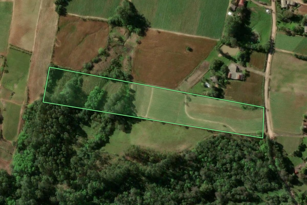 Imagem de satélite do imóvel rural em Venâncio Aires (RS), com o contorno declarado no CAR desenhado por cima.