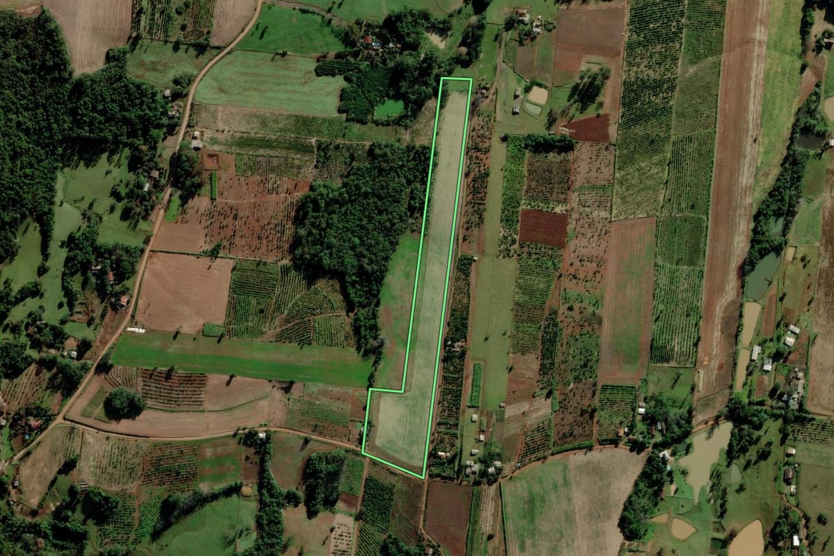 Imagem de satélite do imóvel rural em Venâncio Aires (RS), com o contorno declarado no CAR desenhado por cima.
