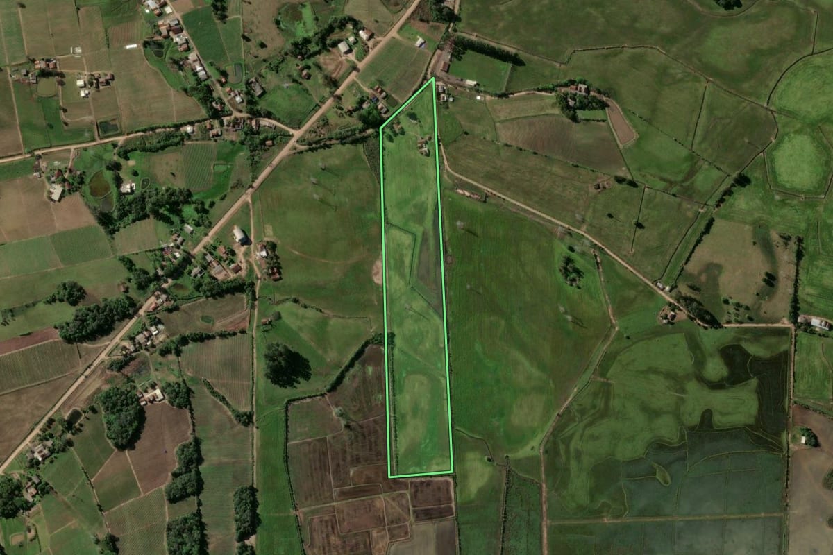 Imagem de satélite do imóvel rural em Venâncio Aires (RS), com o contorno declarado no CAR desenhado por cima.