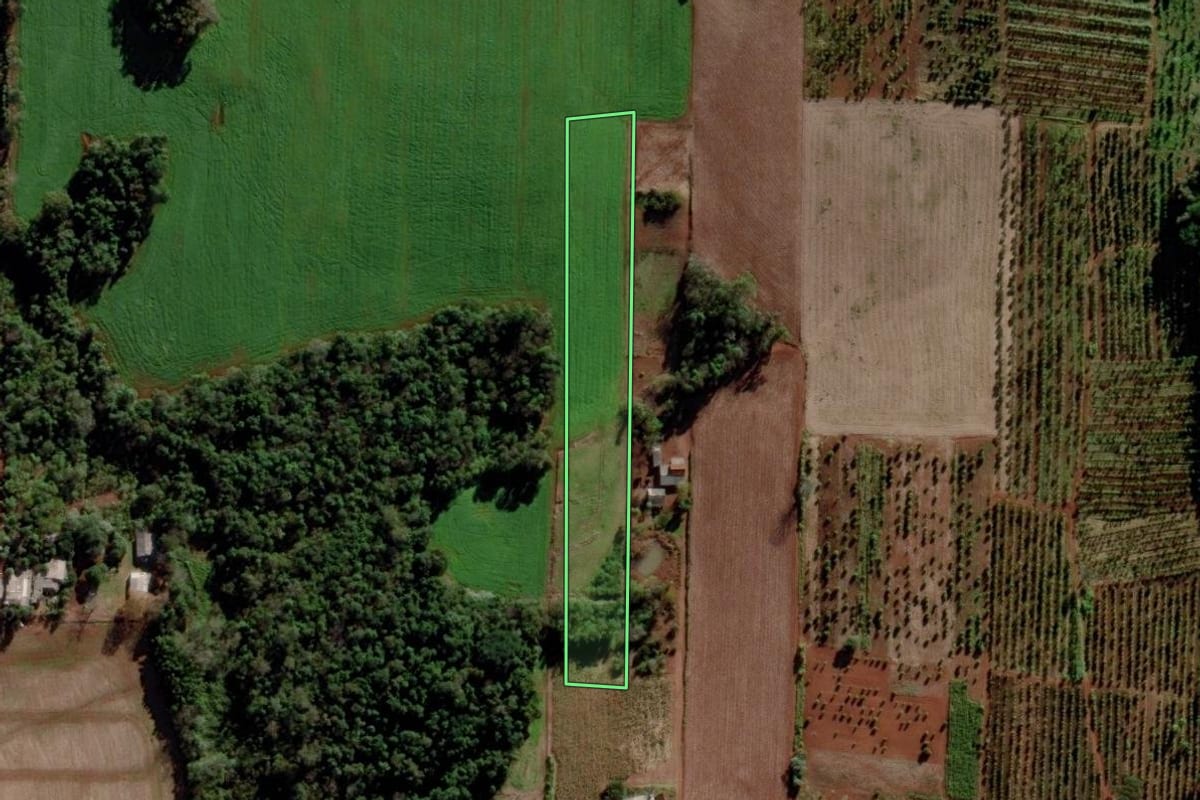 Imagem de satélite do imóvel rural em Venâncio Aires (RS), com o contorno declarado no CAR desenhado por cima.