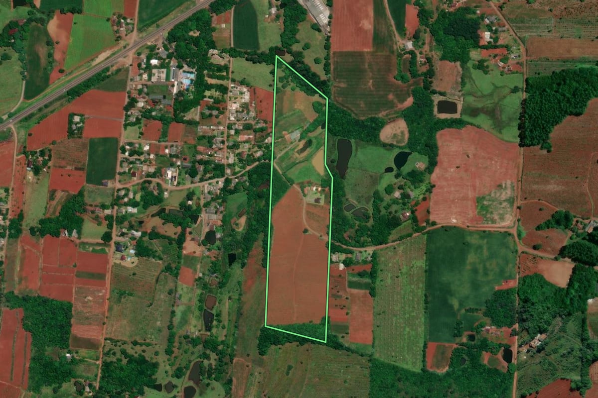 Imagem de satélite do imóvel rural em Venâncio Aires (RS), com o contorno declarado no CAR desenhado por cima.